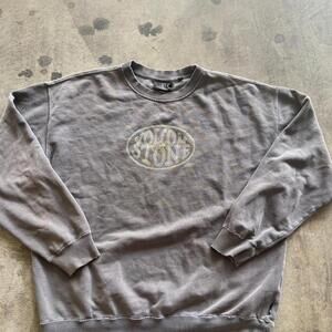 Volcom Stone Mens Crewneck Grey Faded  Mens Size Large Y2K Surf-wear Check Fade